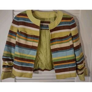 Anthracite‎ multicolored striped jacket Rouched Sleeves Size 6 Originally $258